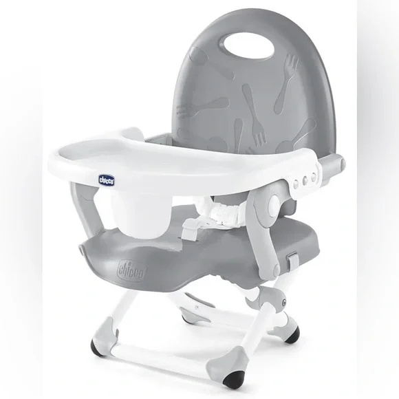 Chicco Portable Booster High Chair - Gray & White - Used once - Picture 1 of 9